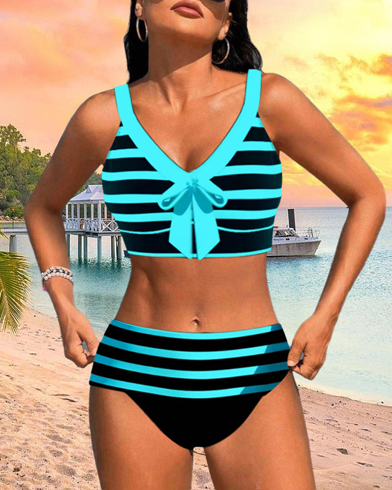 Rosamund - High-Waisted Striped Bikini