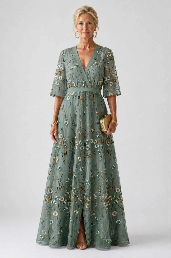 Whitmore Dublin | Floral V Neck Short Sleeve Maxi Dress