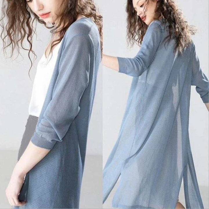 Chelsea | Women’s Longline Knit Cardigan with Scarf
