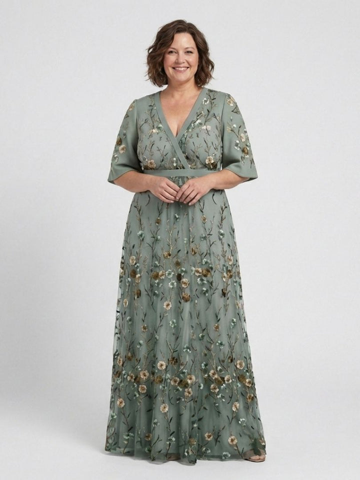 Whitmore Dublin | Floral V Neck Short Sleeve Maxi Dress