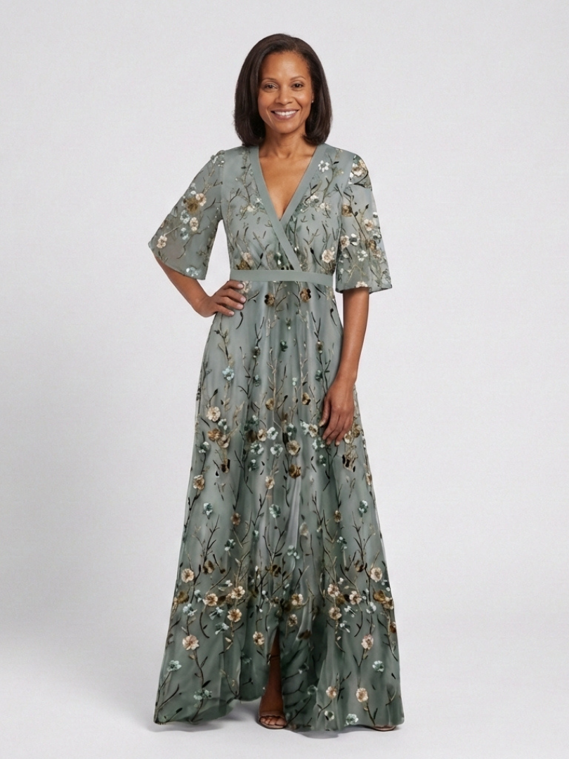 Whitmore Dublin | Floral V Neck Short Sleeve Maxi Dress