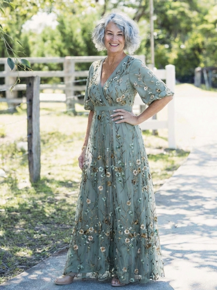 Whitmore Dublin | Floral V Neck Short Sleeve Maxi Dress