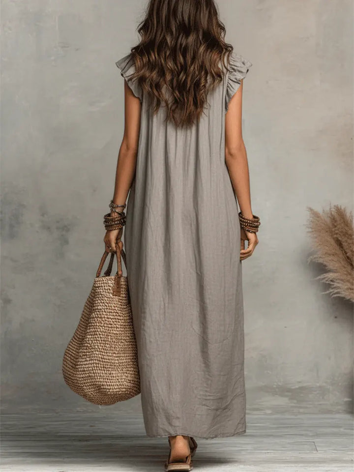 The Mia | Ruffled Cotton-Linen Art Dress